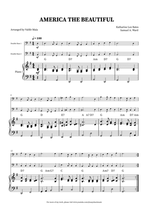 America The Beautiful - Double Bass Duet (with piano accompaniment + CHORDS)