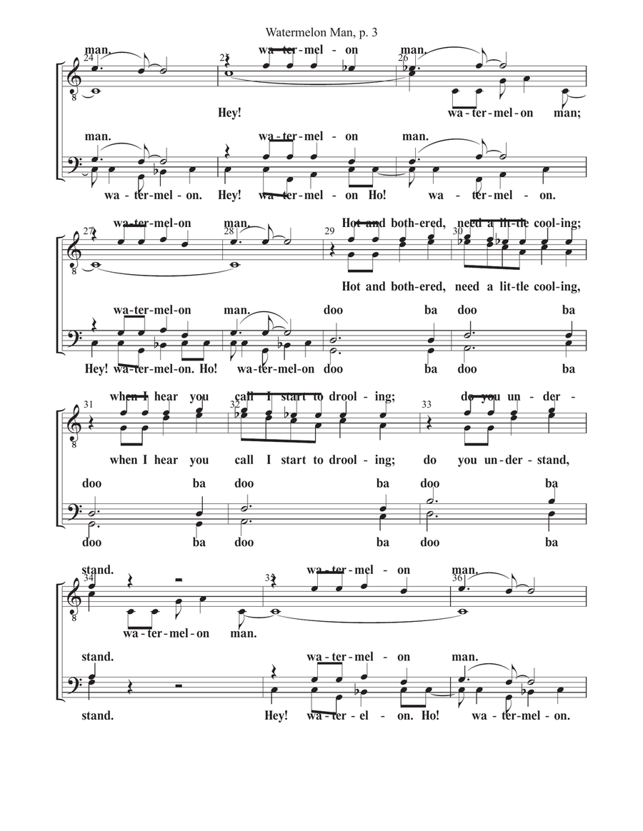 Watermelon Man Lyric Version TTBB scores gallery preview page 3