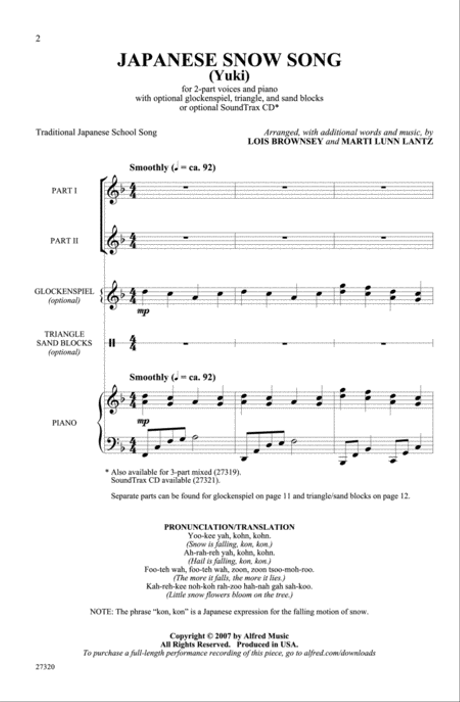 Japanese Snow Song (Yuki) 2-Part scores gallery preview page 2