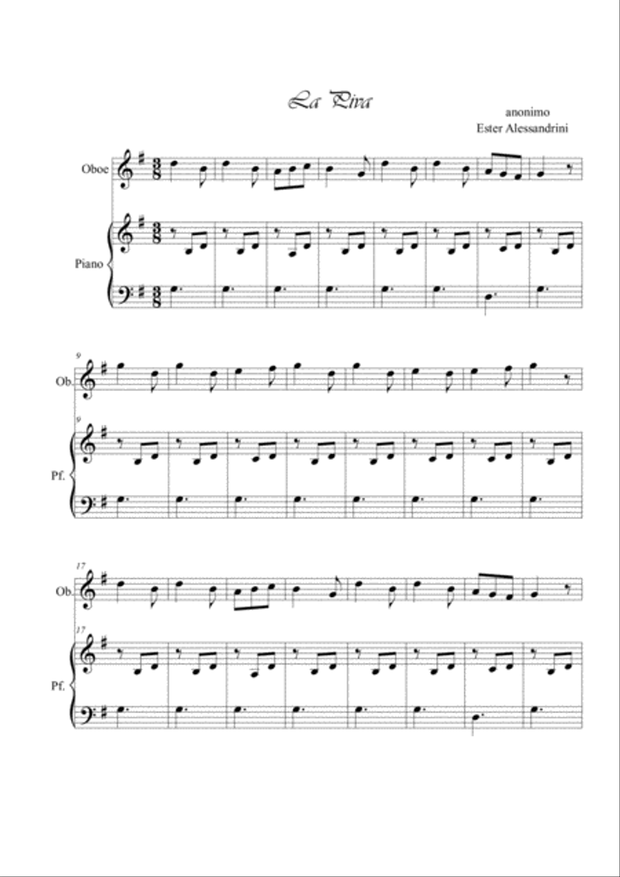La Piva. Oboe and piano Piano scores gallery preview page 1