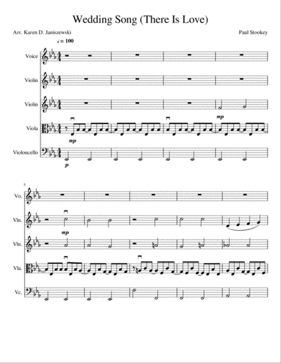 Wedding Song (There Is Love) Chamber Orchestra scores gallery preview page 1