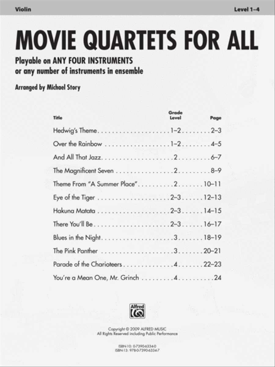 Movie Quartets for All Movie Quartets for All Small Ensemble scores gallery preview page 2