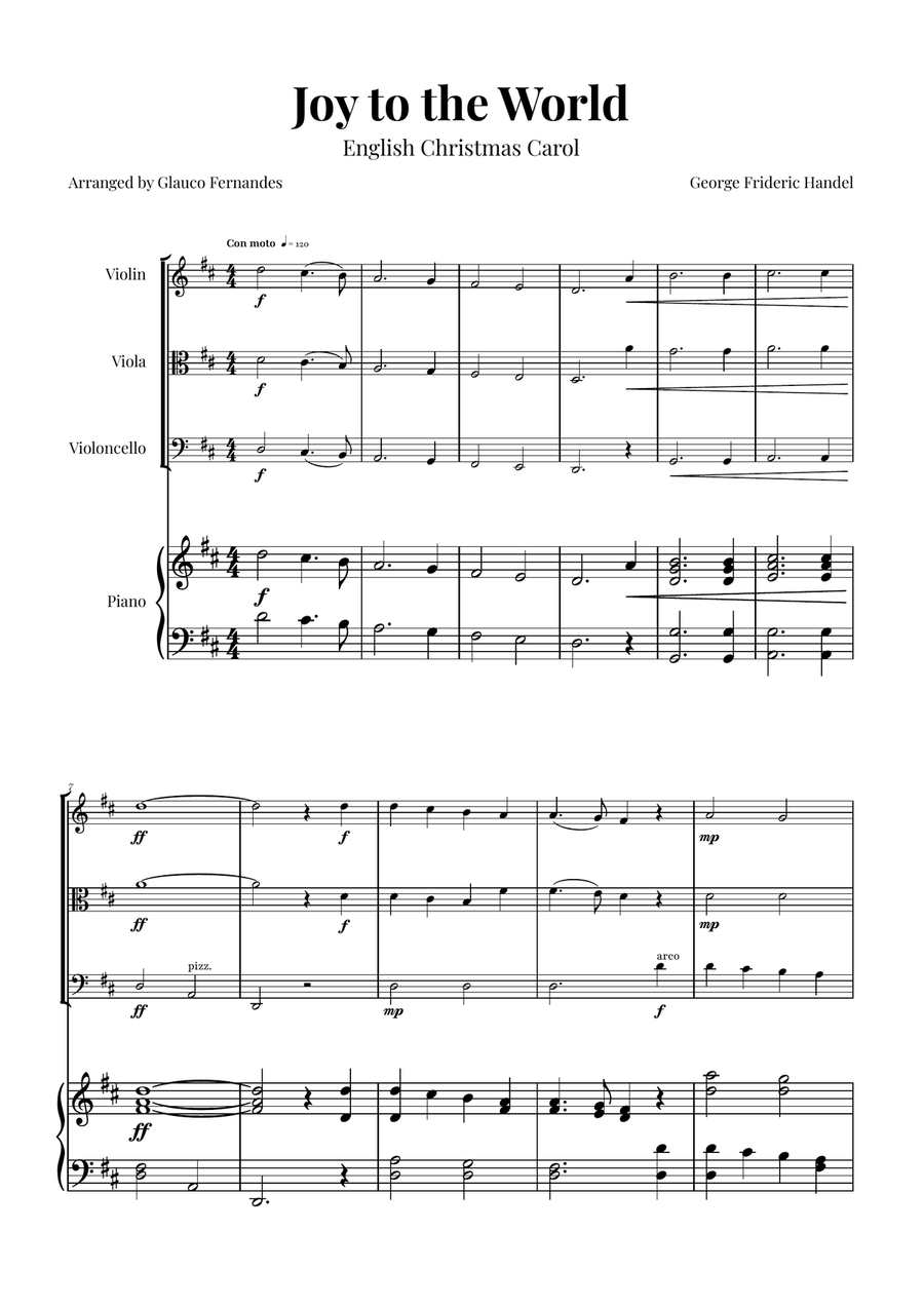 Joy to the World | BEAUTIFUL Trio String Trio scores gallery preview page 1
