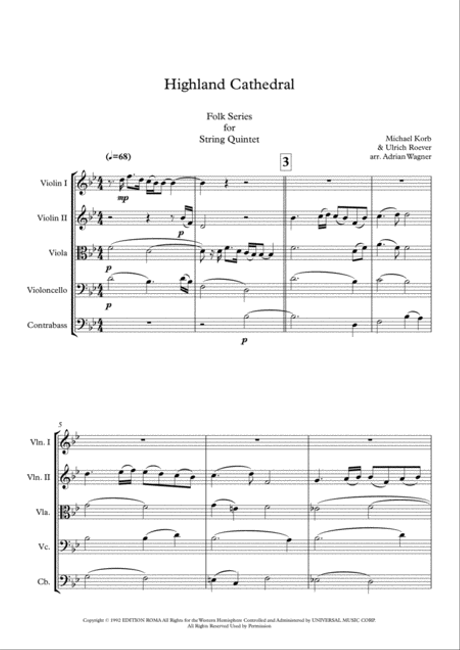Highland Cathedral String Quintet scores gallery preview page 3