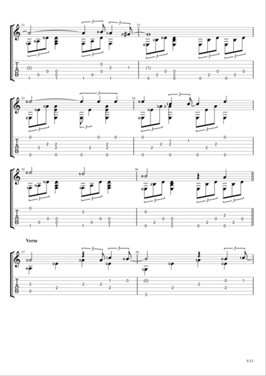 Warriors Guitar Tablature scores gallery preview page 5