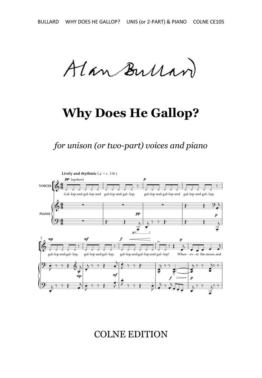 Why Does He Gallop? for unison voices (with optional second part) and piano Unison Choir scores gallery preview page 1