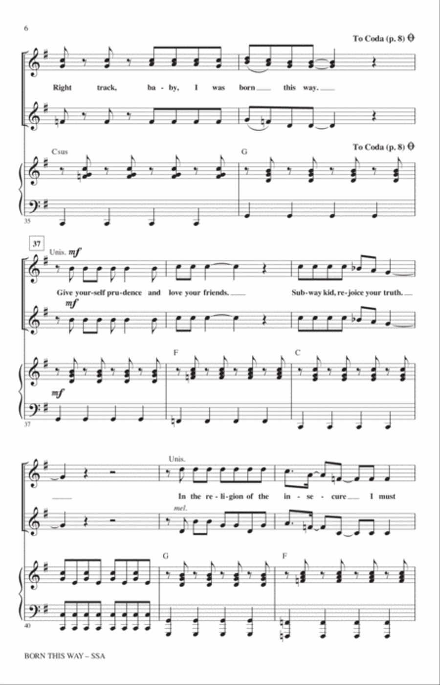 Born This Way SSA scores gallery preview page 5