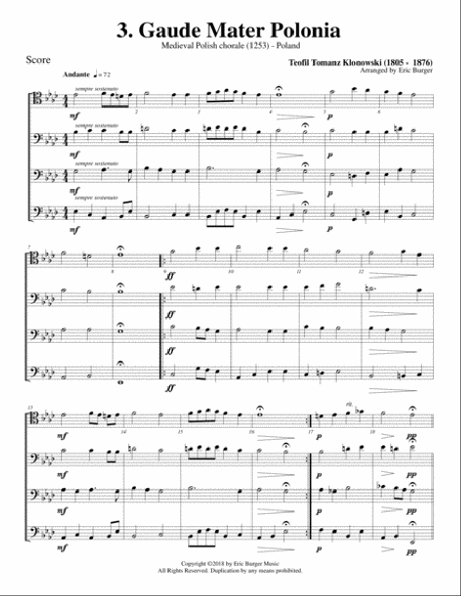 12 Slavic Chorals from the Romantic Era for Trombone or Low Brass Quartet image number null