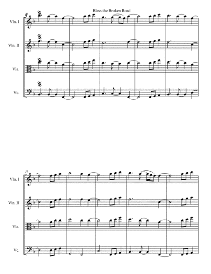 Bless The Broken Road Bless The Broken Road String Quartet scores gallery preview page 4