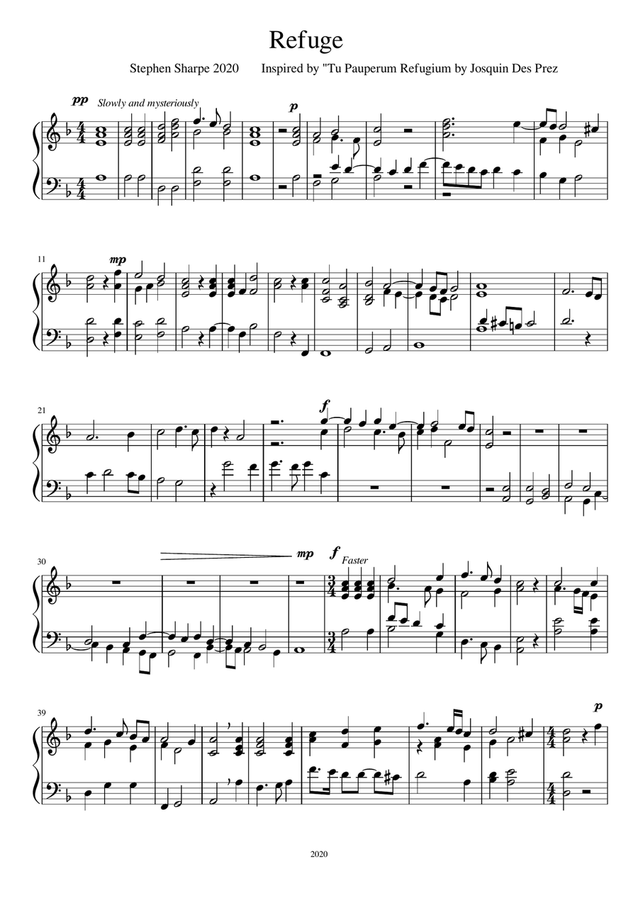 Refuge Piano Solo scores gallery preview page 1