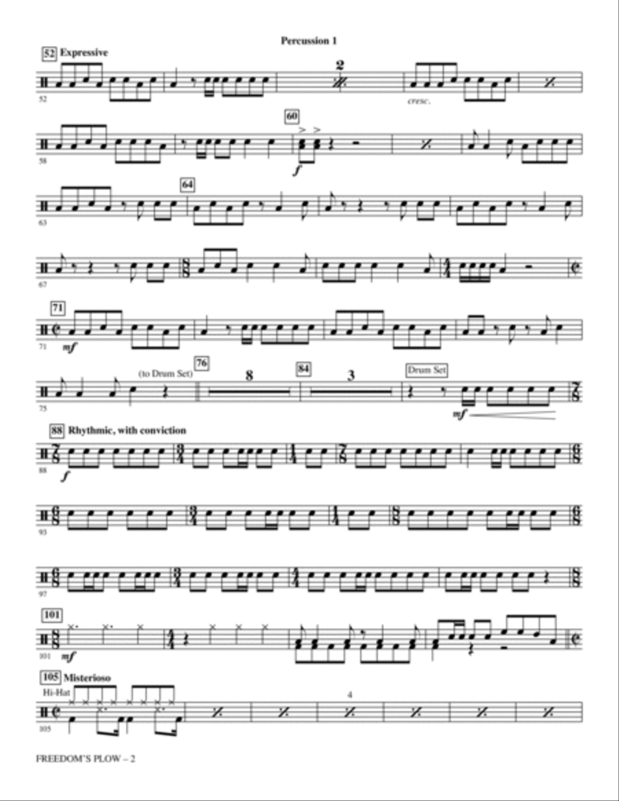 Freedom's Plow - Percussion 1 Choir scores gallery preview page 2
