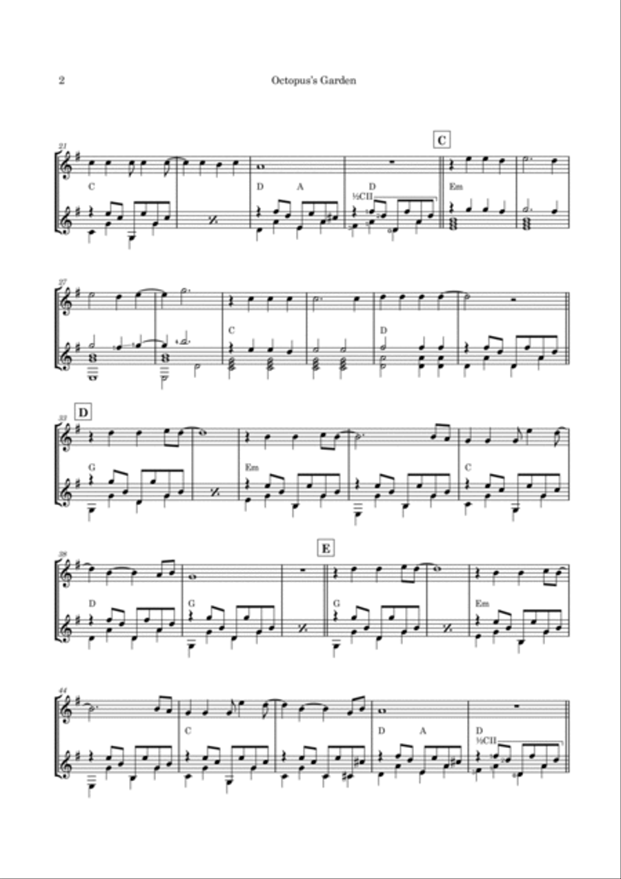 Octopus's Garden Flute scores gallery preview page 5
