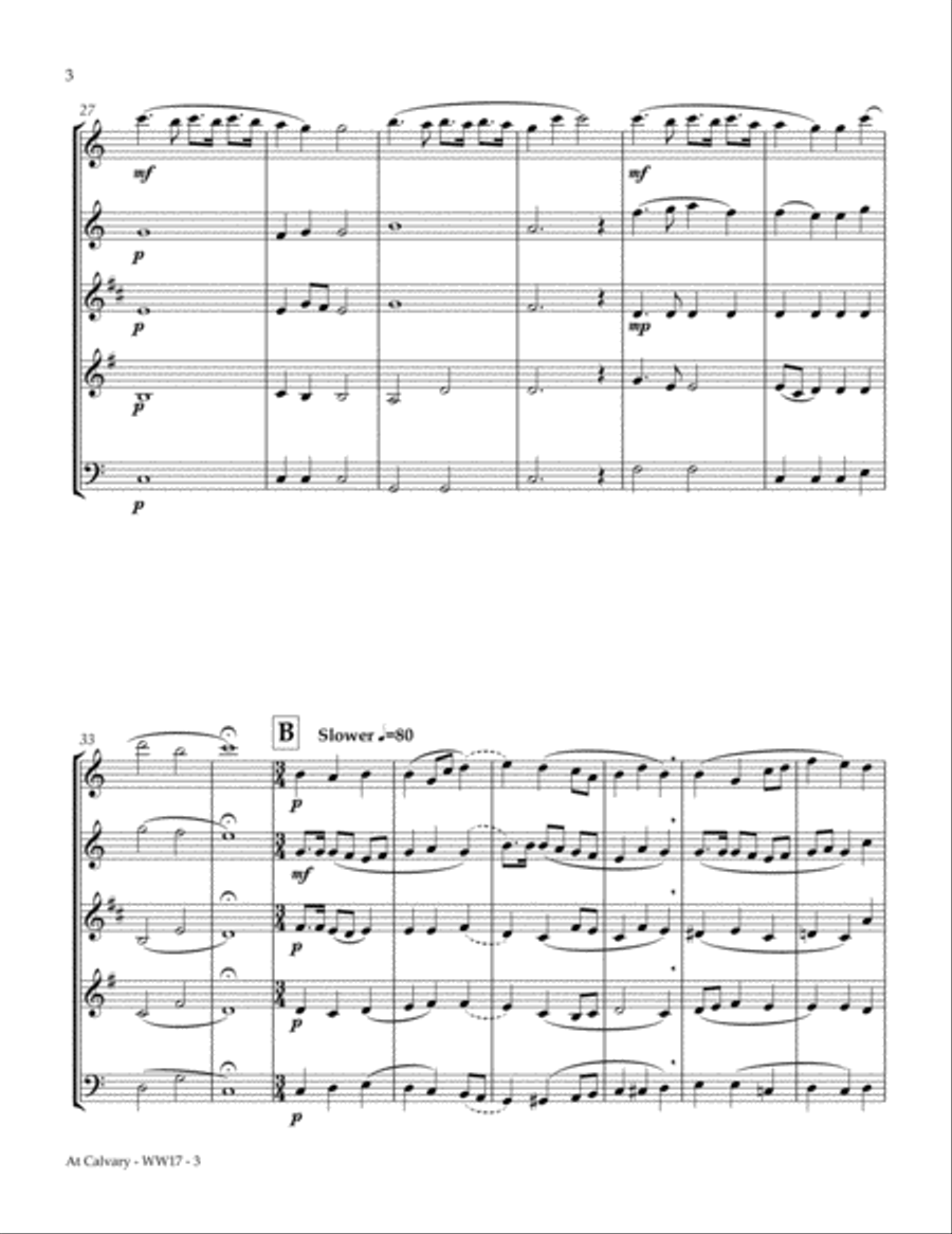 At Calvary Woodwind Quintet scores gallery preview page 6
