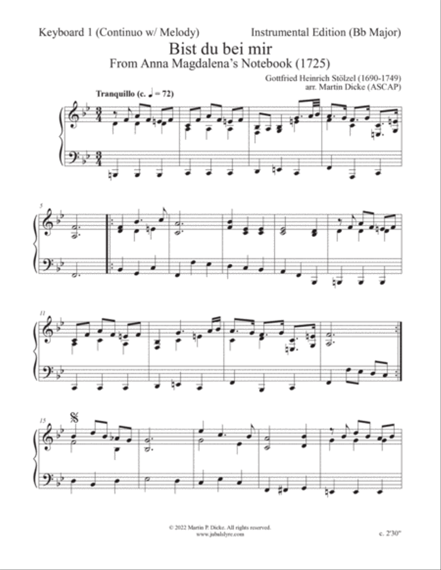 Bist du bei mir (Instrumental Edition in Bb Major with Keyboard) English Horn scores gallery preview page 5