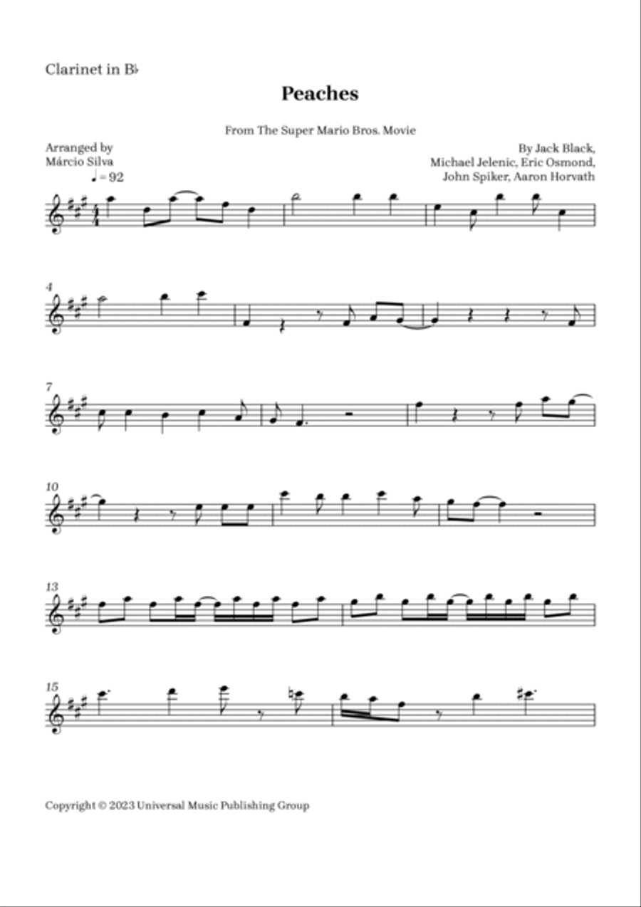 Peaches B-Flat Clarinet scores gallery preview page 4
