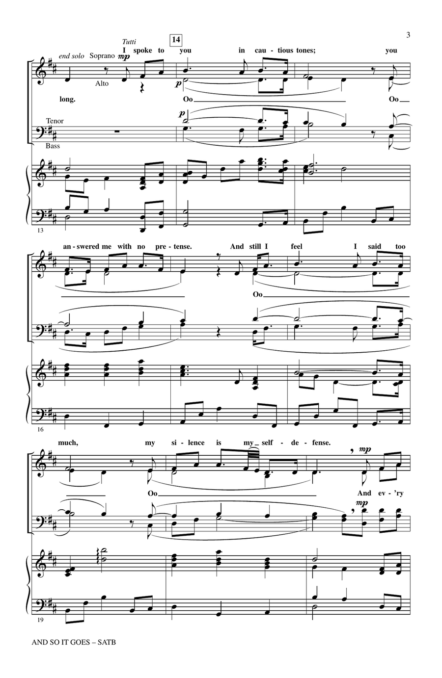 And So It Goes (arr. Audrey Snyder) 4-Part scores gallery preview page 2