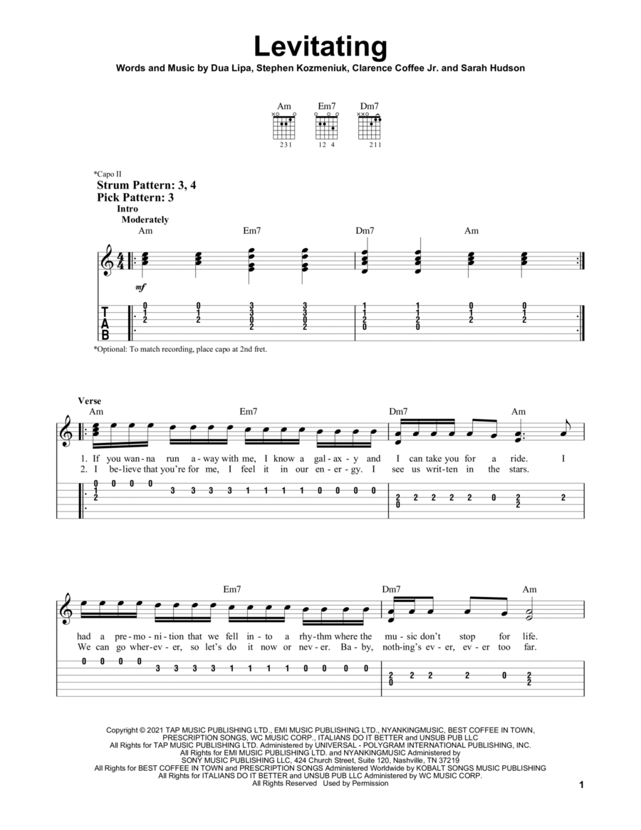 Levitating Acoustic Guitar scores gallery preview page 1