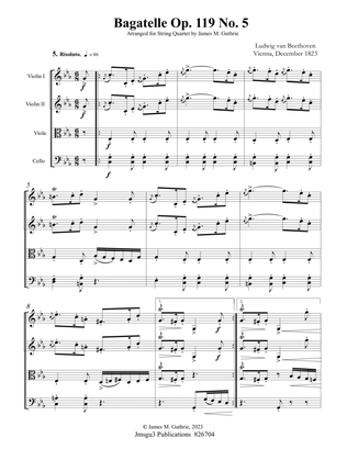 Beethoven: Bagatelle Op. 119 No. 5 for String Quartet