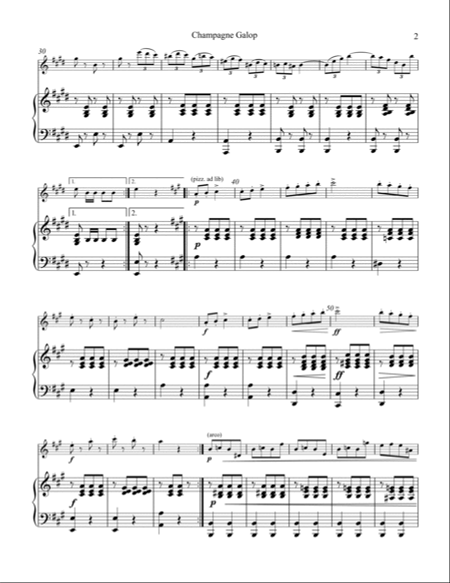 Champagne Galop for violin and piano Champagne Galop for violin and piano Violin Solo scores gallery preview page 3