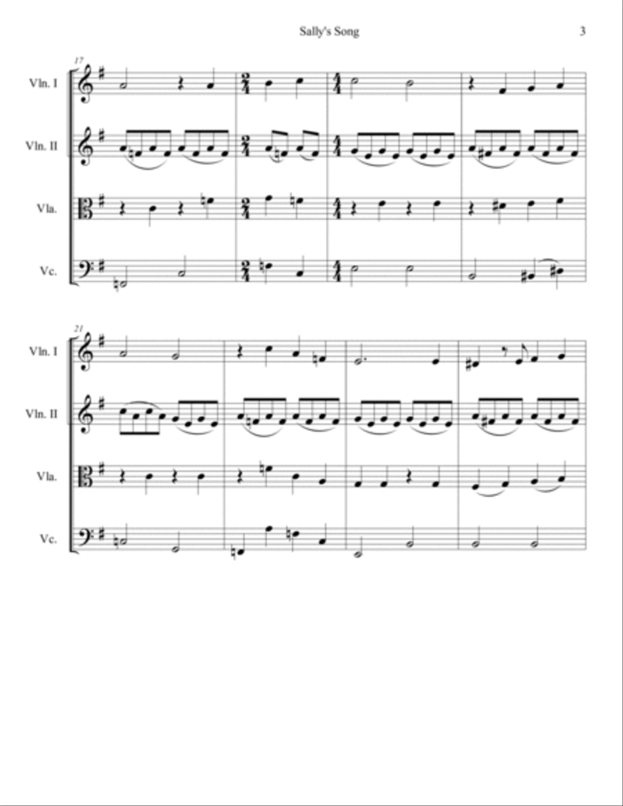 Sally's Song String Quartet scores gallery preview page 4