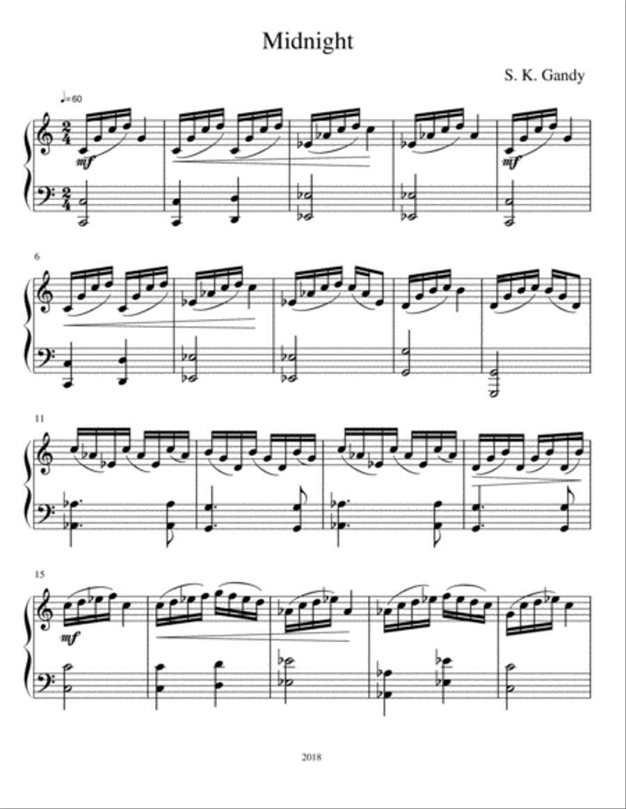 Midnight--Piano Piece Piano Solo scores gallery preview page 1