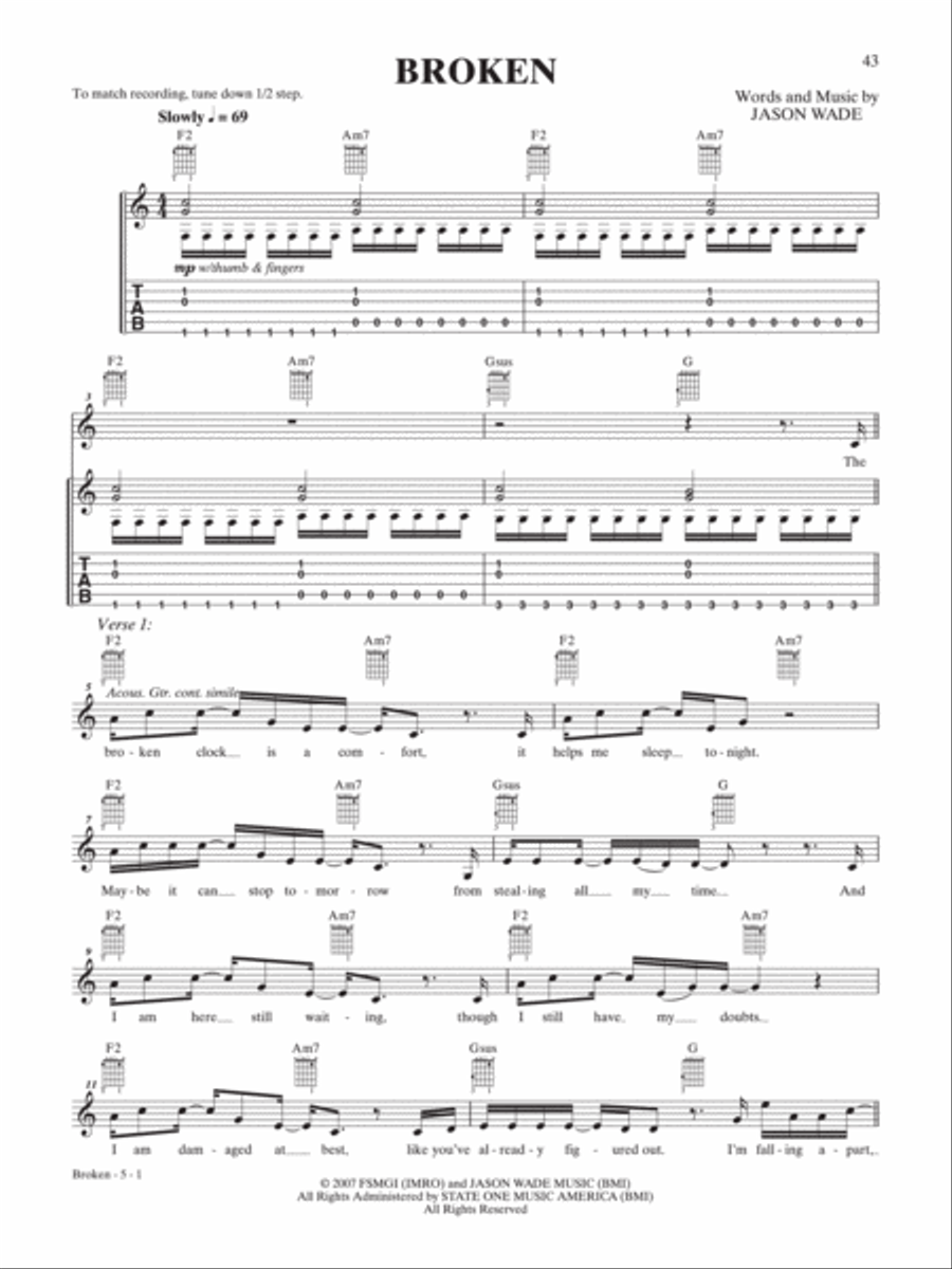 Broken Guitar Tablature scores gallery preview page 1
