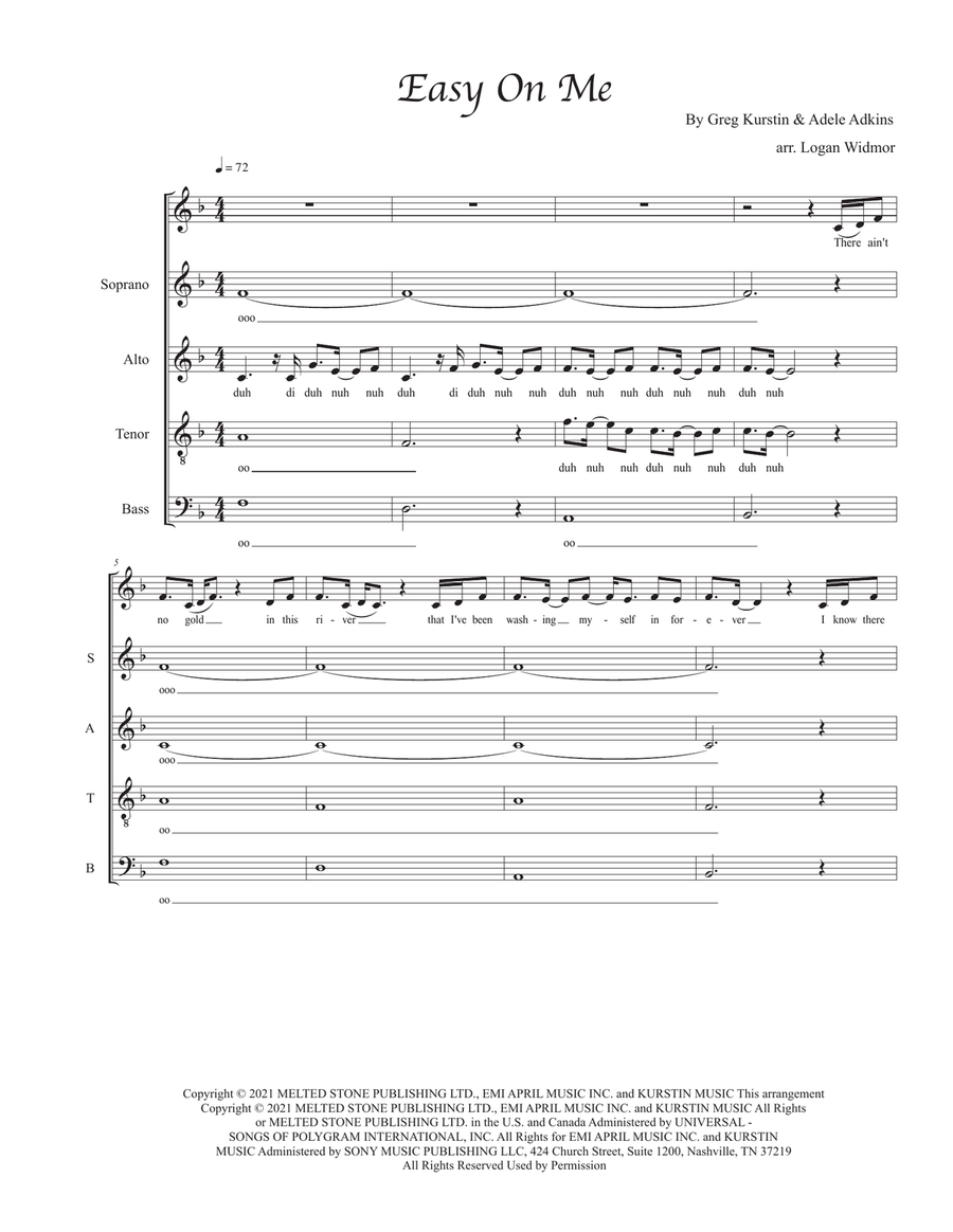Easy On Me Easy On Me 4-Part scores gallery preview page 1