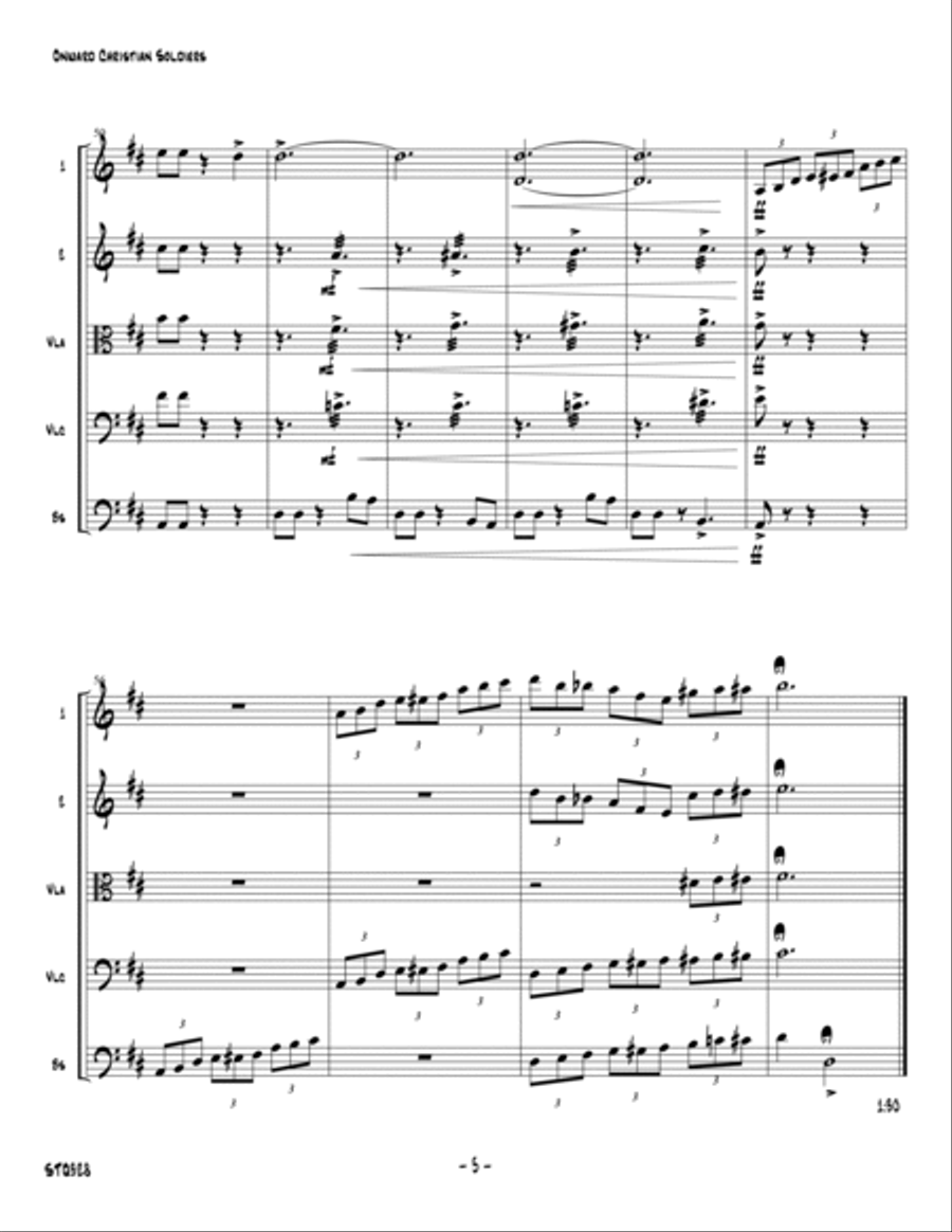 ONWARD CHRISTIAN SOLDIERS - STRING QUINTET (unaccompanied) - Swing style! A Cappella scores gallery preview page 5