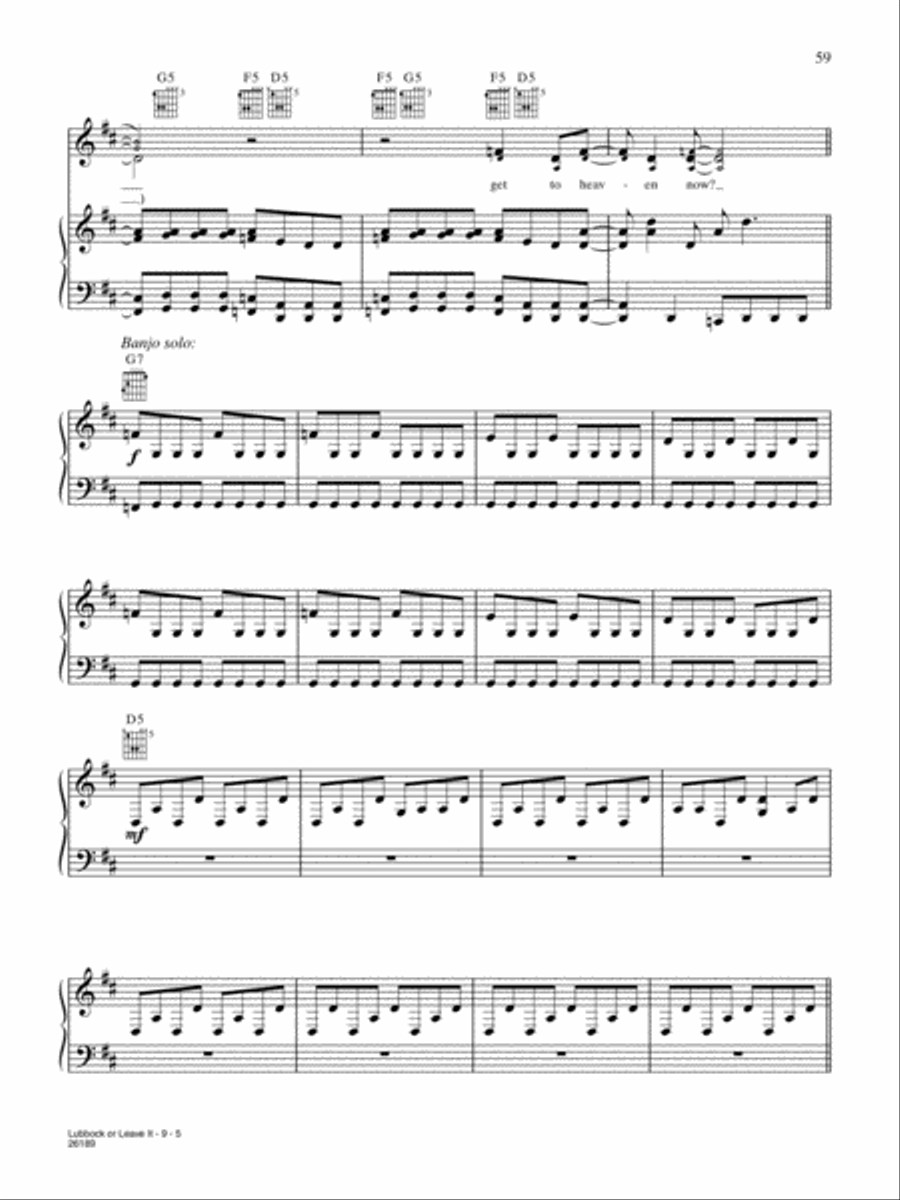 Lubbock Or Leave It Piano, Vocal, Guitar scores gallery preview page 5