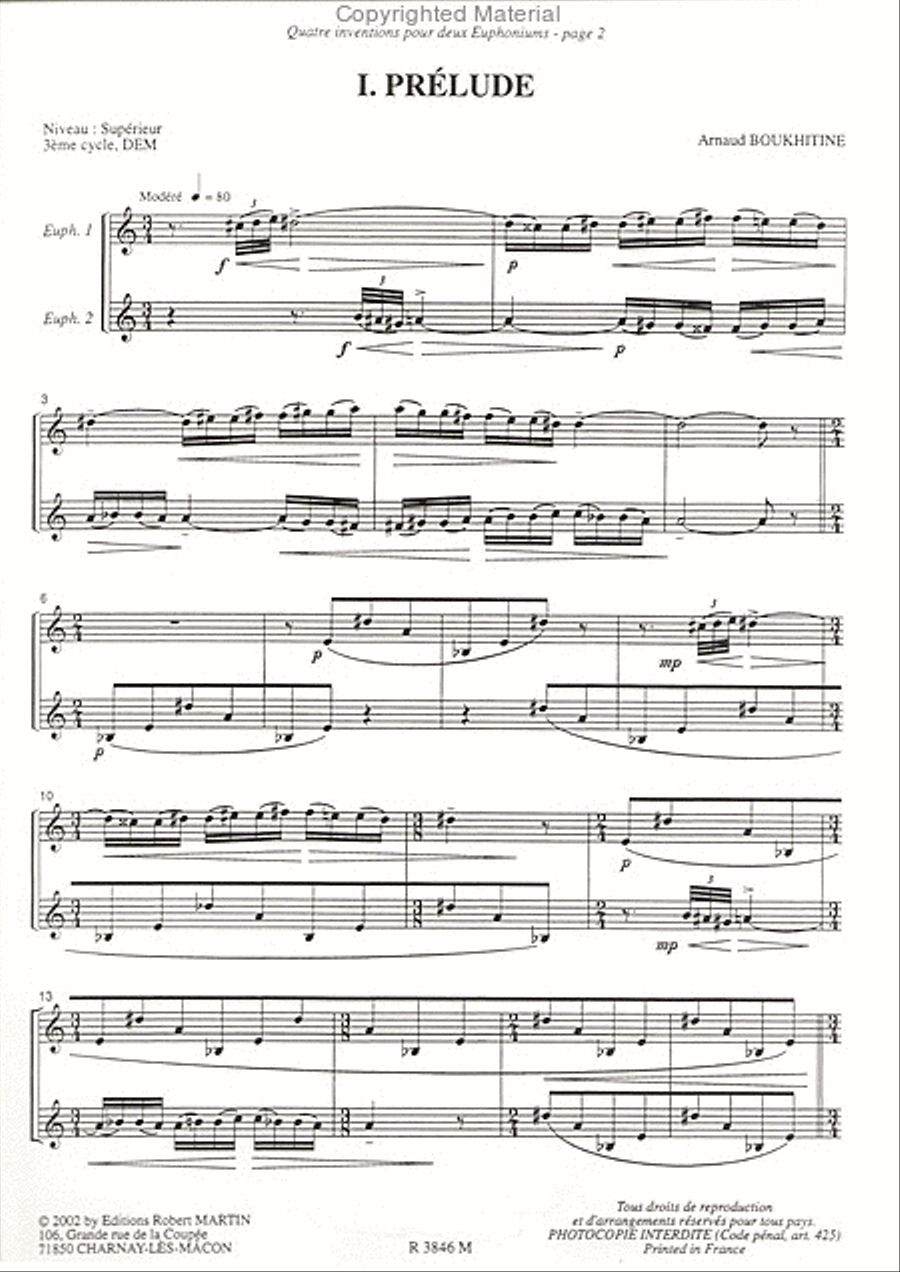 Inventions (4) pour 2 euphoniums Euphonium Duet scores gallery preview page 2