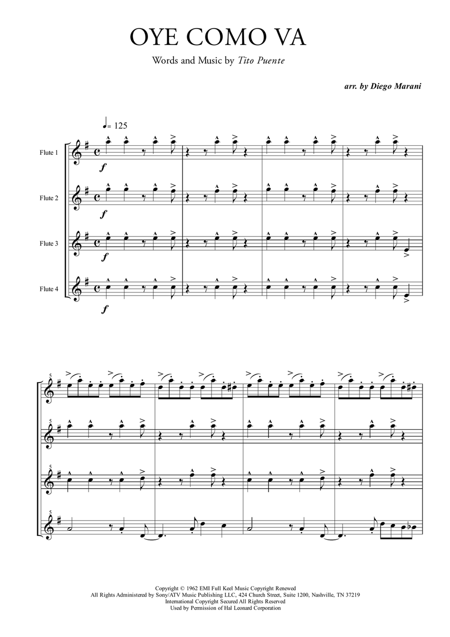 Oye Como Va Woodwind Quartet scores gallery preview page 2