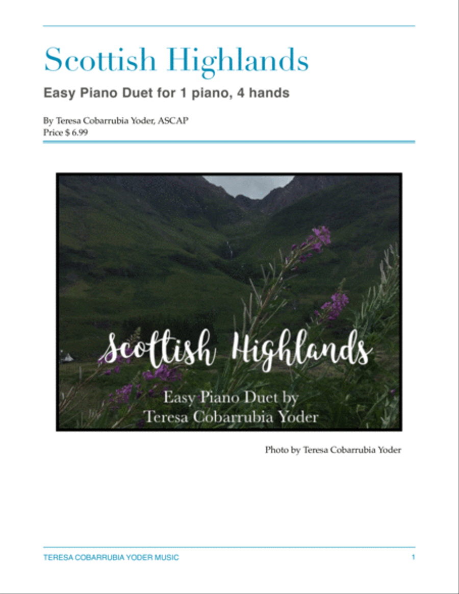 Scottish Highlands - Easy Piano Duet Easy Piano scores gallery preview page 1