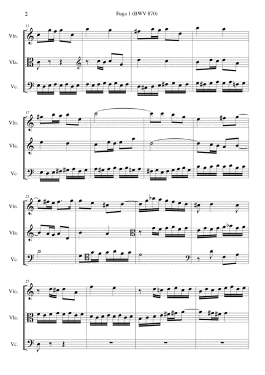 Fuga I (BWV 870) Fuga I (BWV 870) String Trio scores gallery preview page 2