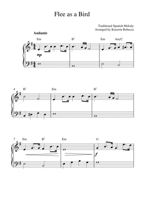 Flee as a bird (easy piano solo with chords)