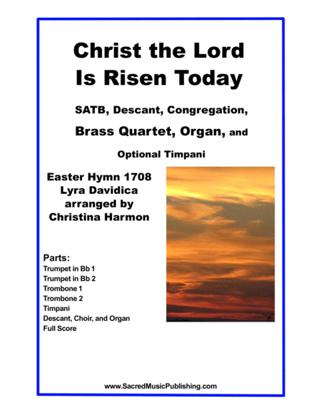 Christ the Lord Is Risen Today - SATB, Descant, Congregation, Brass Quartet, Organ image number null