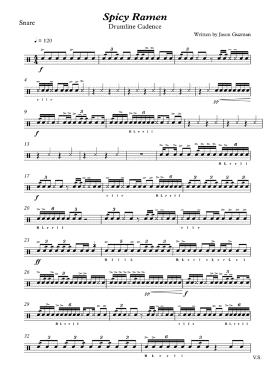 Spicy Ramen - Drumline Cadence Percussion Ensemble scores gallery preview page 6