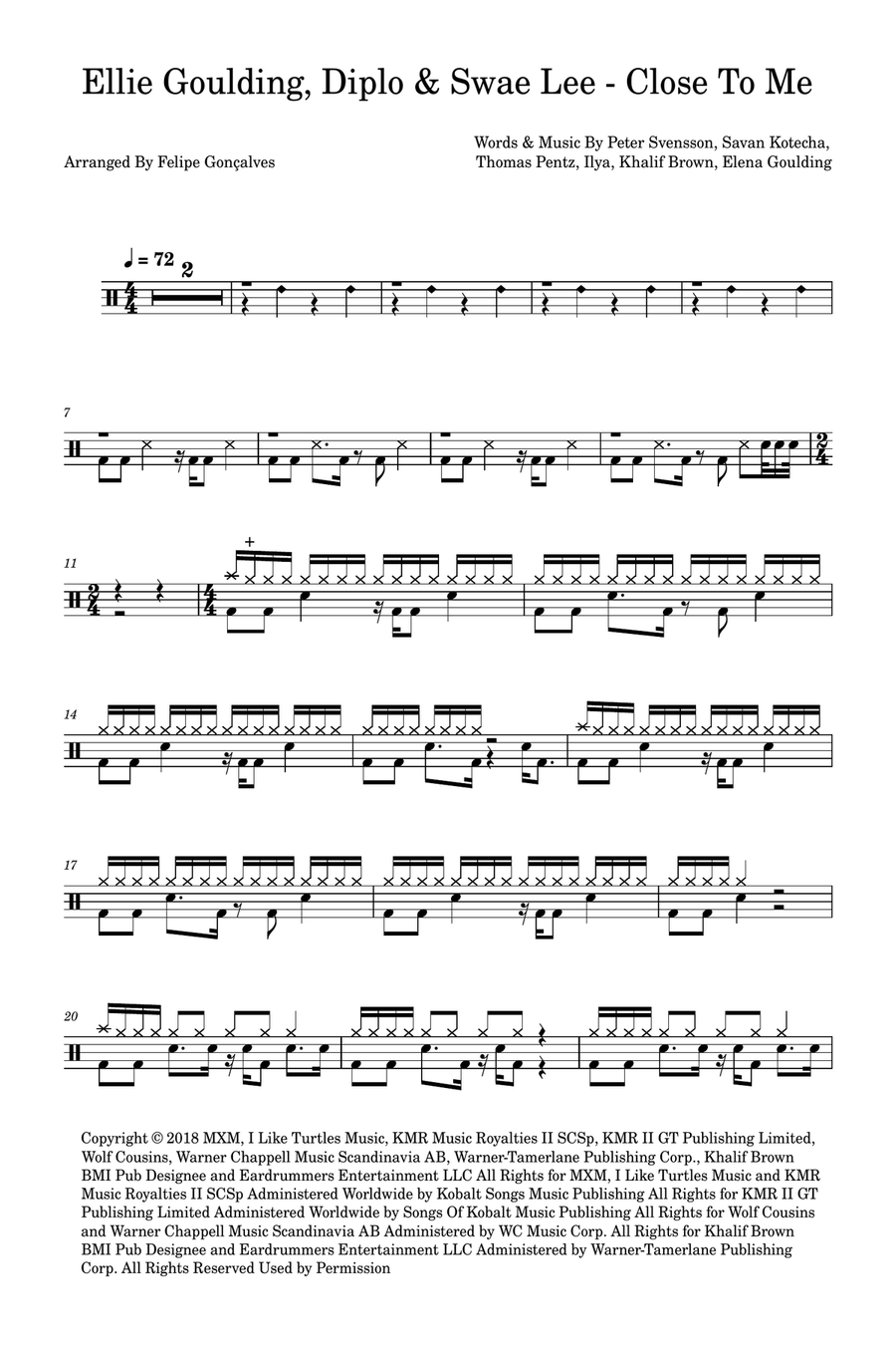 Close To Me Close To Me Drum Set scores gallery preview page 1
