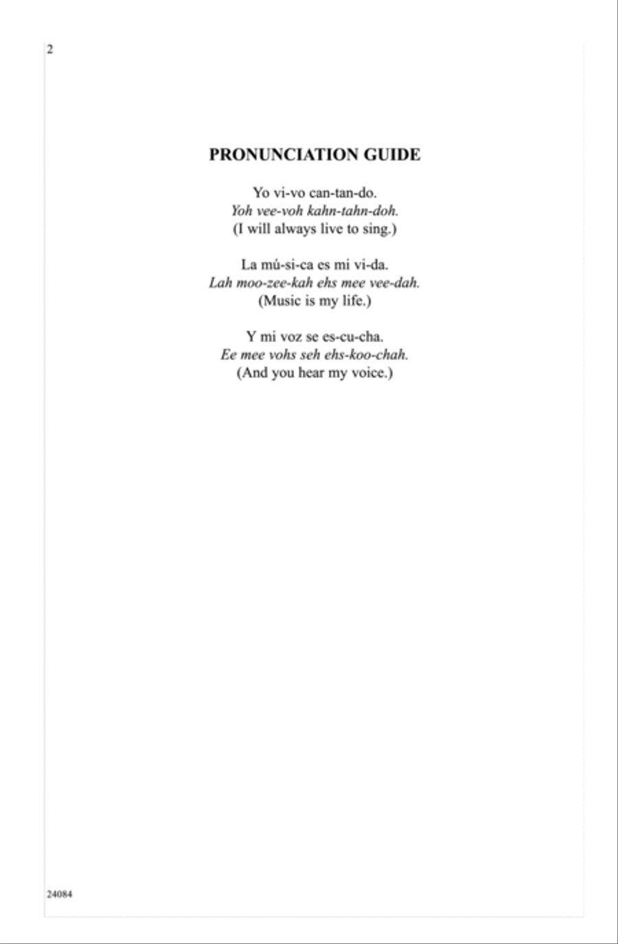 Yo Vivo Cantando (I Live to Sing) 3-Part scores gallery preview page 1