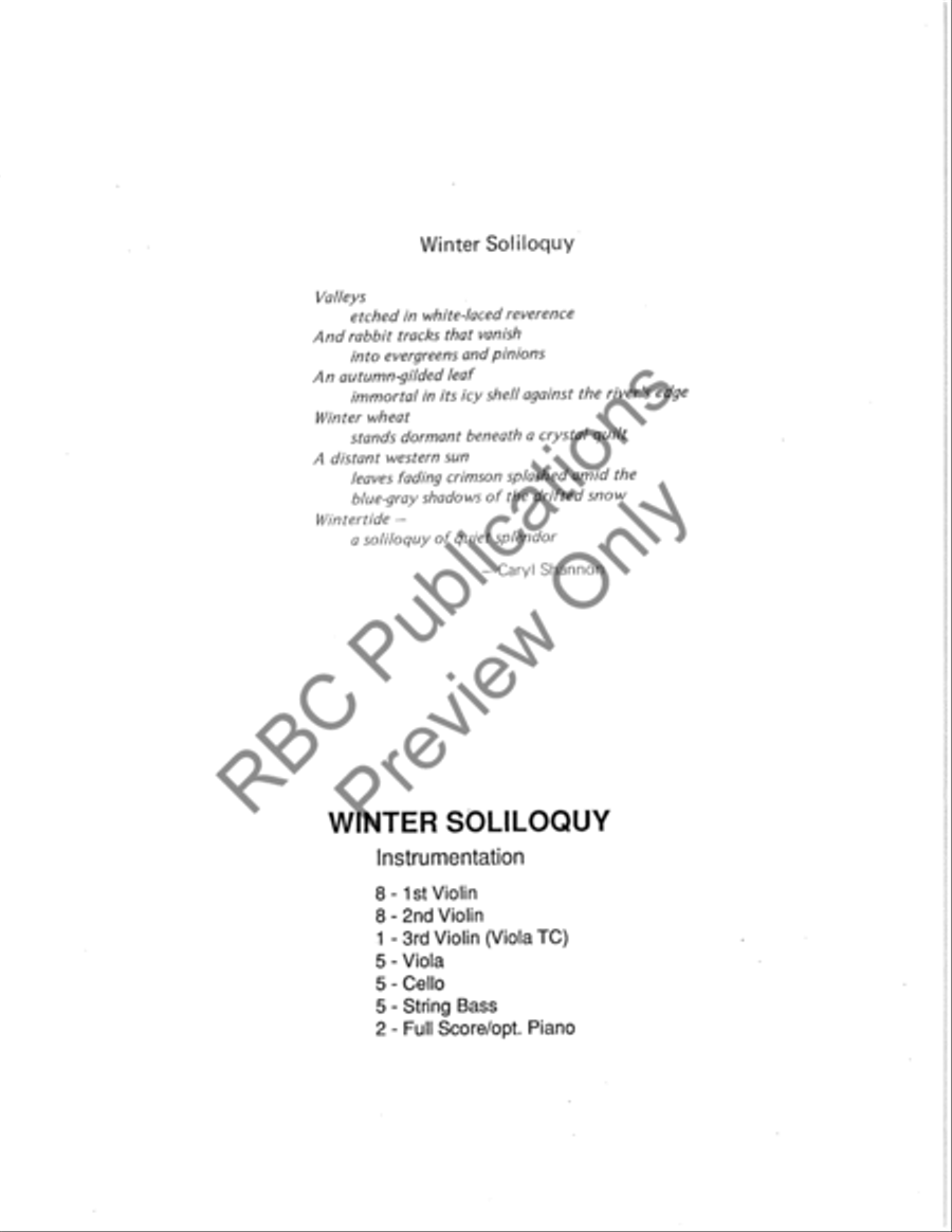 Winter Soliloquy (Score) String Orchestra scores gallery preview page 9