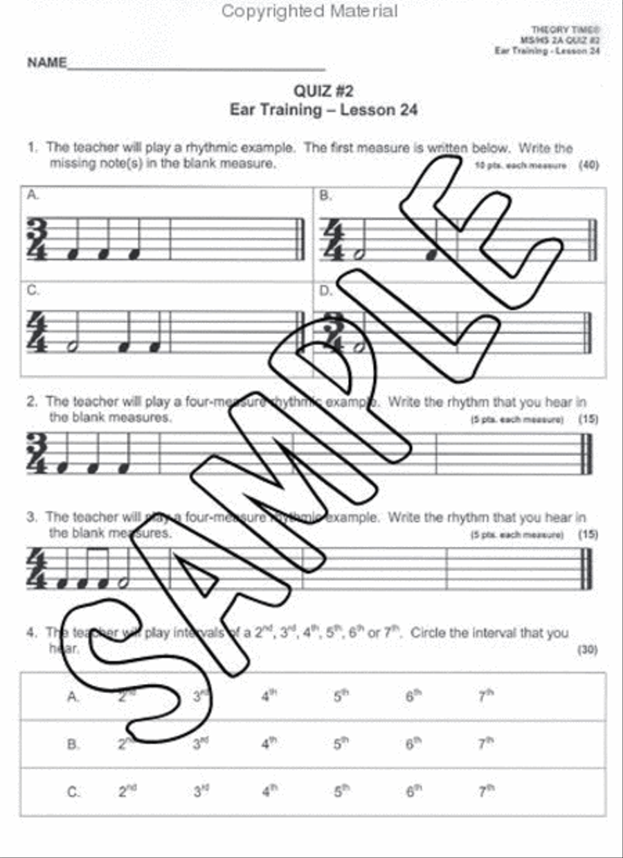 Test Pak for Middle School / High School 2A Test Packs scores gallery preview page 2