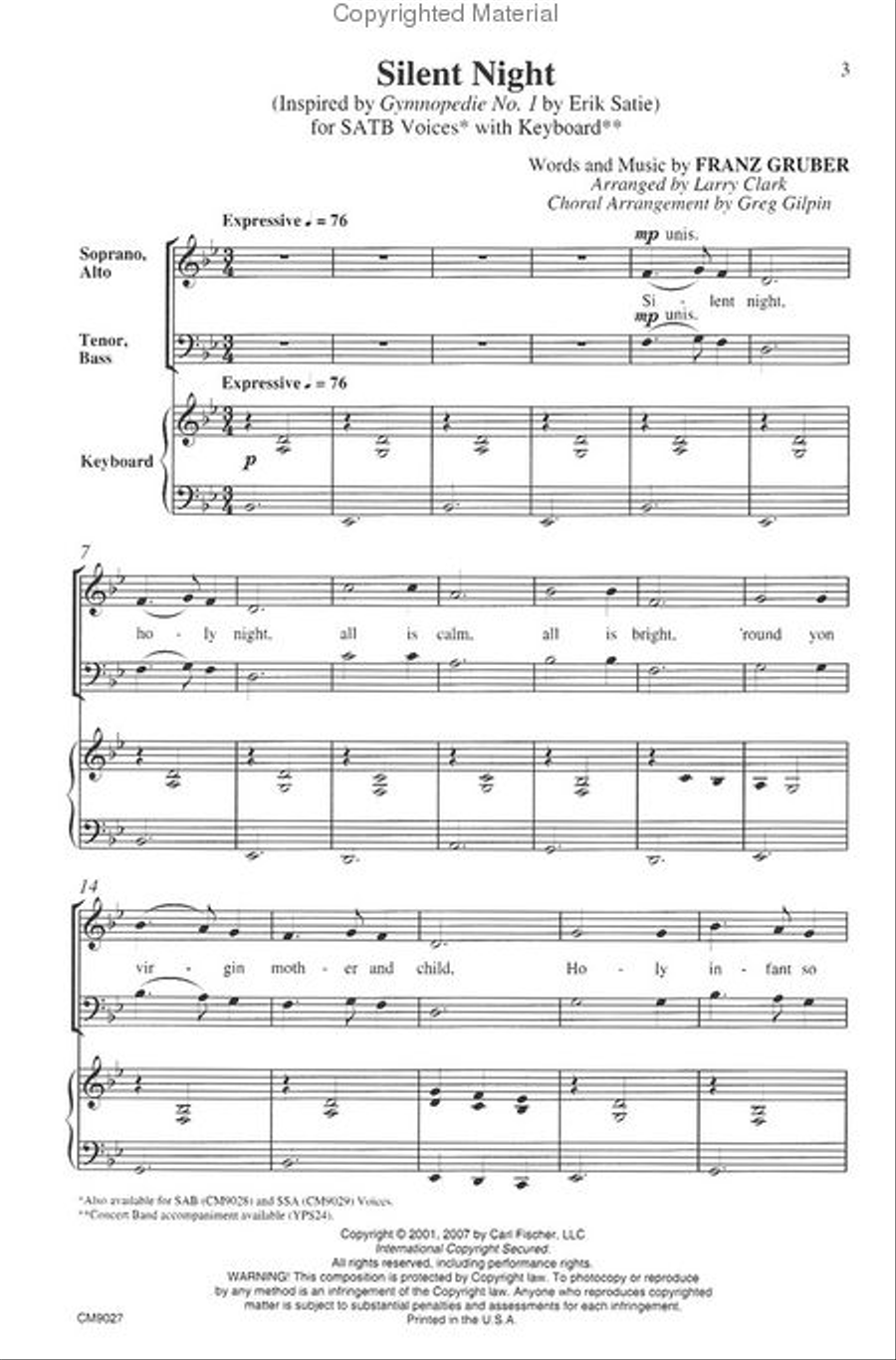 Silent Night 4-Part scores gallery preview page 2