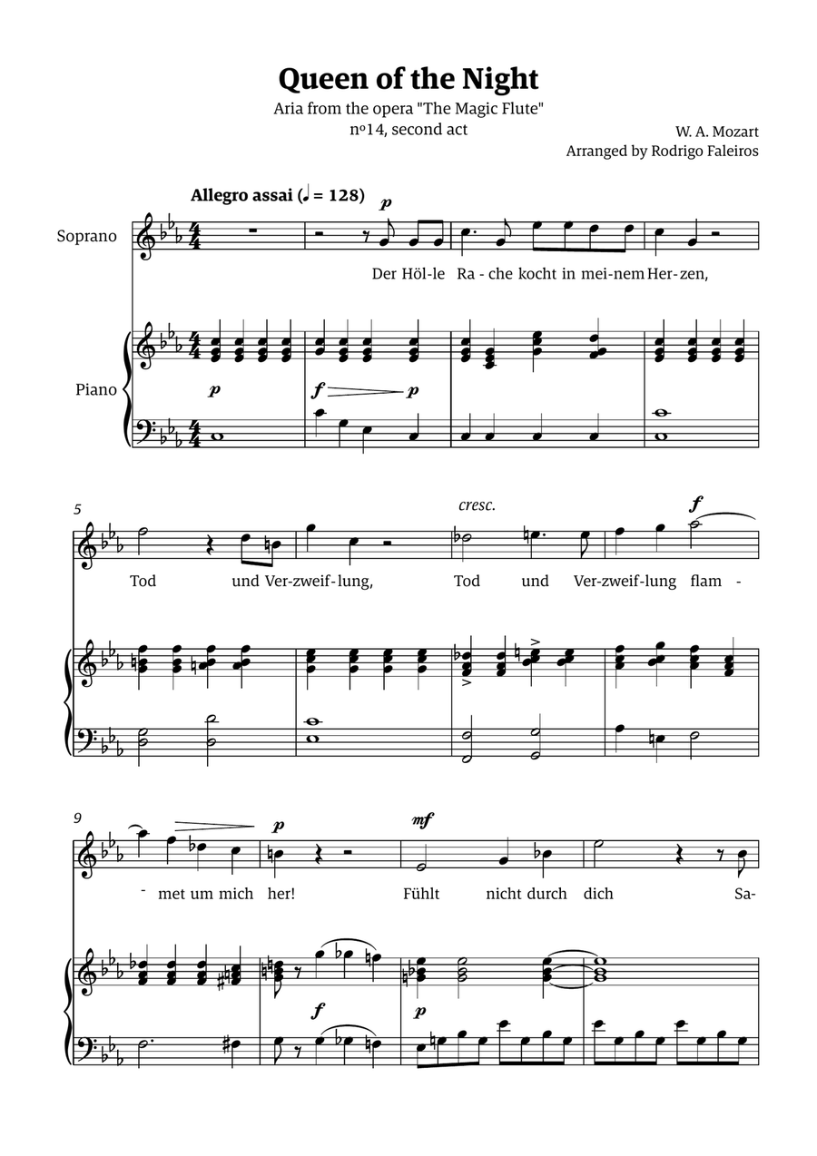 Queen of the Night (aria) - for SOPRANO in C minor Chamber Music scores gallery preview page 1
