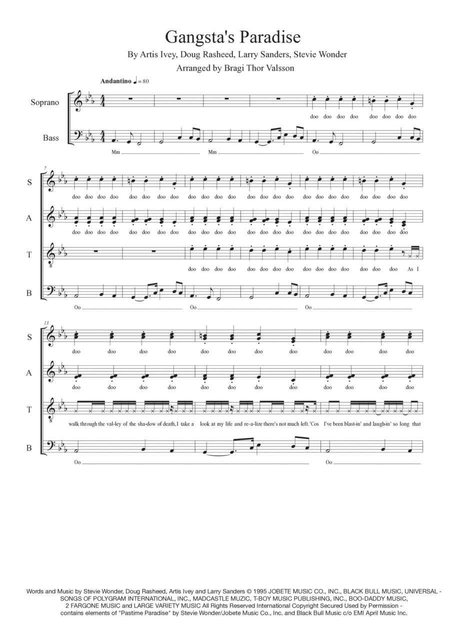 Gangsta's Paradise 4-Part scores gallery preview page 1