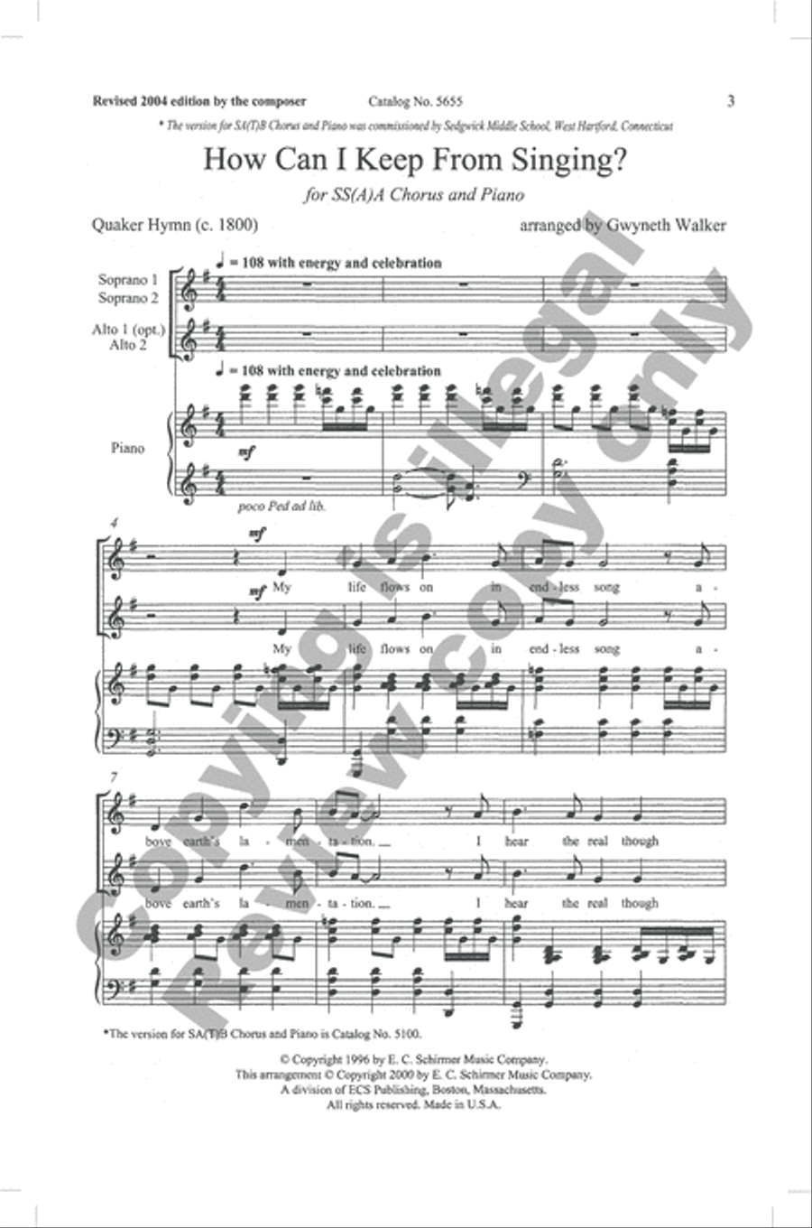 How Can I Keep from Singing? Choir scores gallery preview page 3