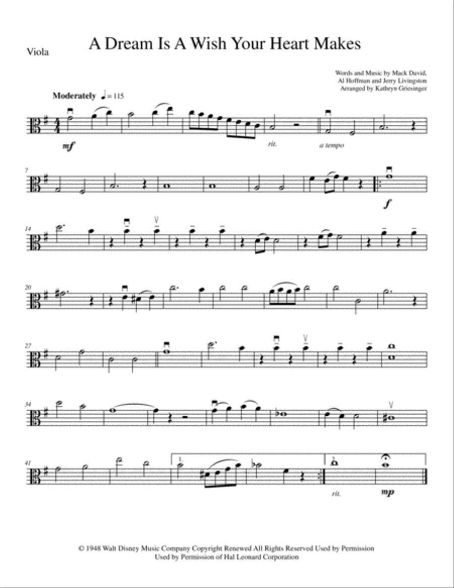 A Dream Is A Wish Your Heart Makes String Quartet scores gallery preview page 4