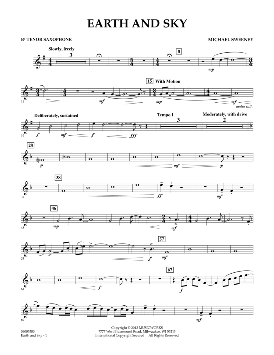 Earth and Sky - Bb Tenor Saxophone Concert Band scores gallery preview page 1