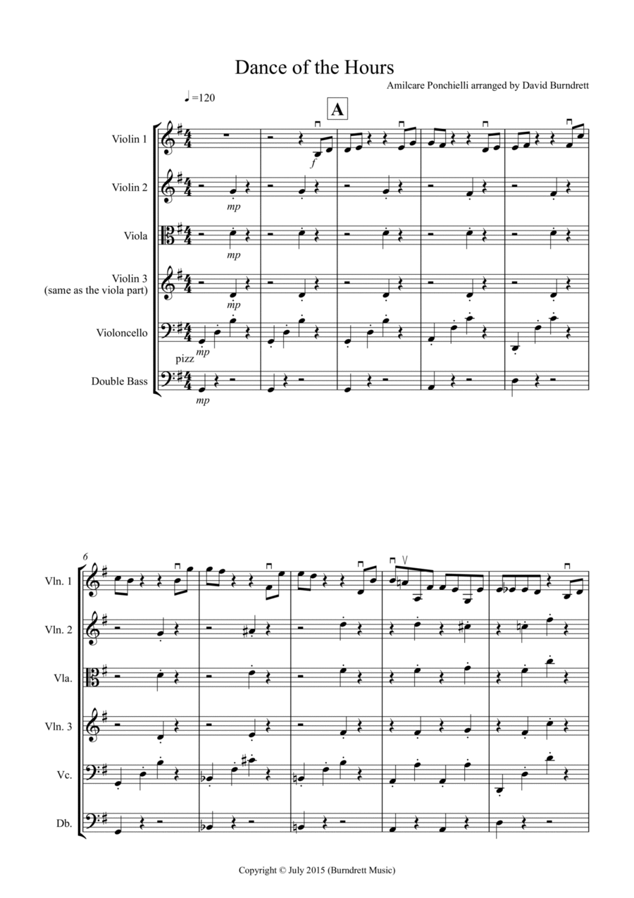 Dance of the Hours for String Orchestra String Orchestra scores gallery preview page 1