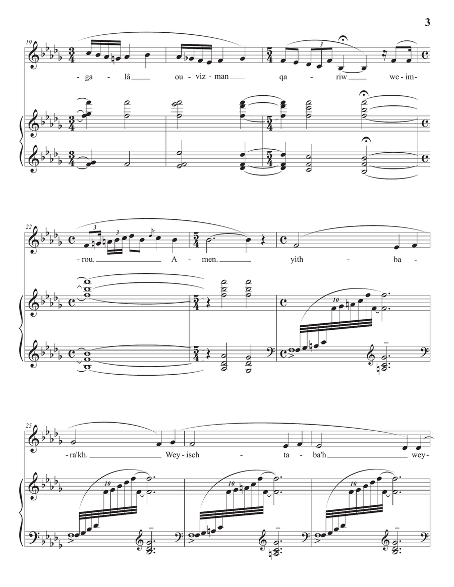 RAVEL: Kaddisch (transposed to B-flat minor, Yiddish) Voice scores gallery preview page 4