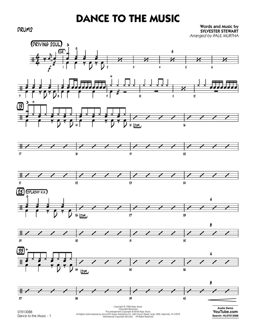 Dance to the Music - Aux Percussion Jazz Ensemble scores gallery preview page 1