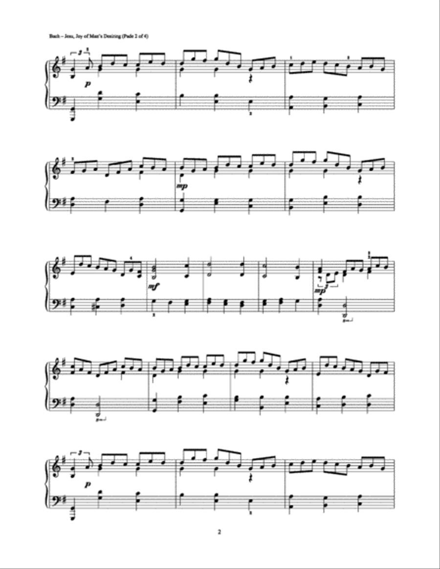 Jesu, joy of man's desiring (from Cantata No. 147) Easy Piano scores gallery preview page 2